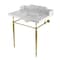 Kingston Brass 30 Carrara Marble Console Sink with Brass Legs, Marble WhiteBrushed Brass LMS3022M8SQ7 - alternate 1